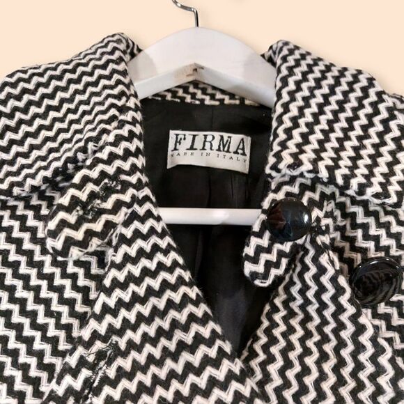 Vintage Italian Firma Wool Blend Plaid Pea Coat - Picture 2 of 8